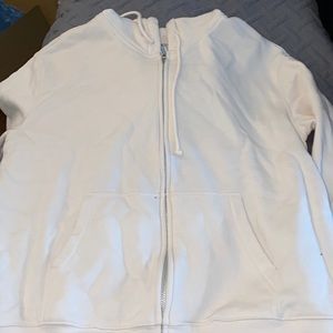 h&m beige zip up hoodie